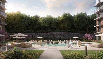 Garden area with a swimming pool